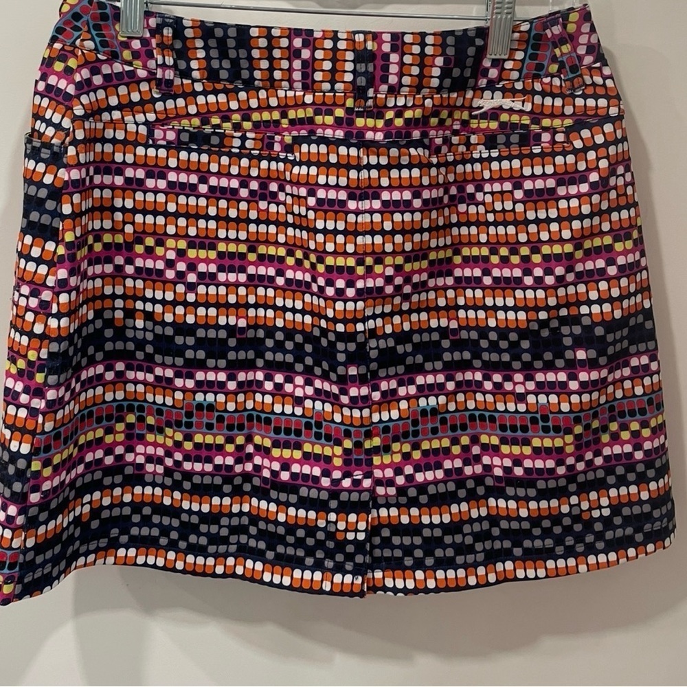Slanzenger Skirt Size 4 Multicolor Geometric Print Front Zip Pockets Logo Snaps